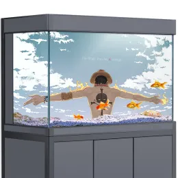 Dekoracje akwarium tło 3D One Piece Ace Anime Manga HD Printing Wallpaper Tank Gad Habitat Decorations Pvc