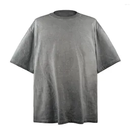Męskie koszule retro zrób brudne style T-shirty Man luźne gradientowy kolor bawełniany krótki rękaw