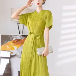 Parti Elbiseleri Chang-yosun 2024 Kadın Yaz Bir Parçası Aşk V Yastık Elbise Miyak Kat Moda Artı Beden Yüksek Elastik Dantel Kısa Kol