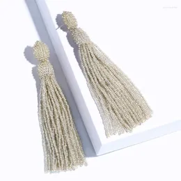 Dangle Earrings Beige Black Beads Long Drop For Women Tassel Handmade Bohemian Earring Ethnic Jewelry Gift Boucles D'oreilles