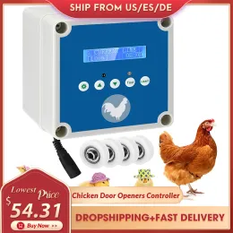 Tillbehör Automatisk kyckling Coop Door Barn Opener Controller Kit Solar Spoultry Equipment Chicken Farm Flap Automatisk fjärrkontrollmotor
