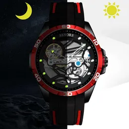 Orologi da polso da uomo orologio meccanico da uomo scheletro automatico a doppio vetro sferico trasparente reloj hombrec24410