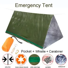 Tenda a tubo di emergenza per 2 persone Nets con kit di ricovero di sopravvivenza con fischio Coperta per il sonno di salvataggio Pronto soccorso Foglio di PE termico per campeggio all'aperto