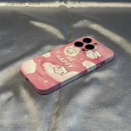 حالة الهاتف الخلوي لحالة iPhone13 13Pro 13Promax 14plus 14pro iPhone15 15Pro 15Plus 15Promax Cartoon Pink Pink Cloud Puppy Phone Casey240325