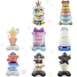 58 "Mutlu Yıllar Partisi Süslemeleri Folon Balon Seti Gökkuşağı Hediye Kutusu Pastası Alüminyum Balonlar Doğum Günü Helyum Balon Çocuk Hediyeleri