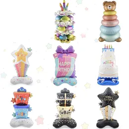 58" Decorazioni per feste di buon compleanno Set di palloncini in foil Confezione regalo arcobaleno Torta Palloncini in alluminio Compleanno Palloncino a elio Regali per bambini