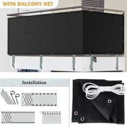 Nets New Thicken Black Balcony Privacy Screen Mesh Backyard Garden Fence Cover Apartment Terrace Safty Privacy Net Outdoor Awning