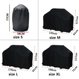 Täcker svart vattentät BBQ Cover BBQ Tillbehör Grill Cover Anti Dust Rain Gas Charcoal Electric Barbeque Grill 4 Storlekar