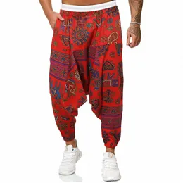 2023 Summer Men Hippie Baggy Boho Yoga Harem Pants Dizzin African Pattern Print Sweatpants Male Casual Hip Hop Bloomers Pants 90SW#