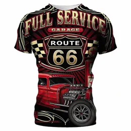 2024 New Men 's T-Shirt Ghost Route 66 그래픽 티셔츠 남성 의류 캐주얼 한 느슨한 짧은 슬리브 상판 대형 의류 스트리트웨어 M3VW#