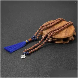 Pendant Necklaces Oaiite 108 Mala Bodhi Necklace Women Natural Lapis Lazi Handmade Beaded Energy Meditation Purifying So Jewelry Drop Otfnb