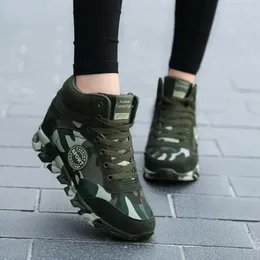 Mode Camouflage Sneaker Verstecken Ferse Leinwand Casual Schuhe Frau Plattform High Top Sneakers Keil Outdoor Sport 240313