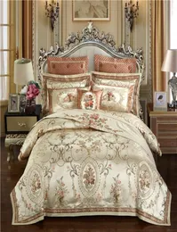 Gold Color Europe Luxury Royal Bedding Sets Queen King Size Satin Jacquard Duvet Cover Cover Sheets Set Pillowcase 469pcs T27413665