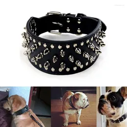 Coleiras de cachorro 1 pcs estilo punk pet colar rebite colar de couro pu redondo prego cravejado cinta cravada cães decoração suprimentos