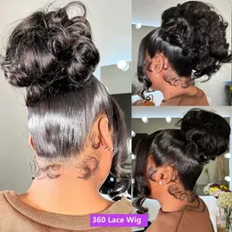 34 -tums kroppsvåg 360 full spets peruk mänskligt hår för plucked transparent spets frontala peruk brasilianska hår peruker för kvinnor bling