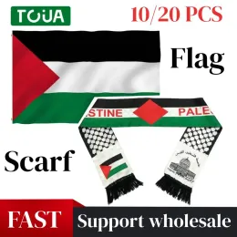 Tillbehör 10/20st stora palestina halsduk flagga 150 x 90 cm högkvalitativa polyester hängande gaza palestinska palestina flagga banner sjal