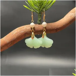 Dangle Chandelier Cloghet Jade Earrings For Women Handmade Ginkgo Leaf Eardrops Chinese Fanshion 2022 Jewelrydangle Drop Delivery Jewe Otlyq