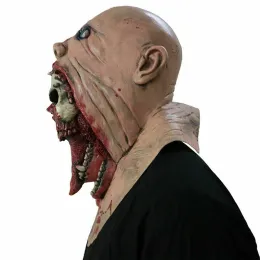 Masken Halloween Blutiger Horror Zerrissene Maske Doppelschichtiger Schädel Latexmaske Gruselige Cosplay-Party-Requisiten Halloween-Dekoration