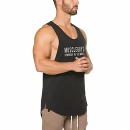 Muscleguys märke Bodybuilding Clothing Fitn Tank Top Men Workout Singlet ärmskjorta Muskel Vest Gym Undertröja W15Q#