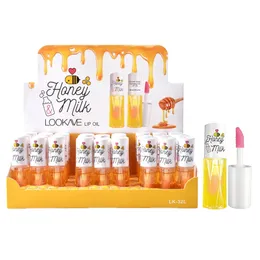 36 Stück Honigmilch-Lippenöl, Farbwechsel, Vitamin E, hohe Feuchtigkeitszufuhr, feuchtigkeitsspendendes Lippenöl, Lippenpflege, Lippen-Make-up, Großhandel 240313