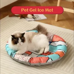 Mats Big Dog Cushion Summer Pets Ice Gel Kennel PVC Cat Cooling Mat Geometric Madrass Bed Large Medium Supplies Puppy Accessories