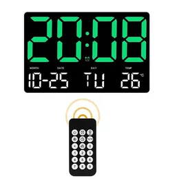 9,76-Zoll-Digital-Wanduhr, Fernbedienung, Temperatur, Datum, automatische Dimmung, Tischuhr, Plug-in-Nutzung, 1224H, elektronischer LED-Wecker 240315