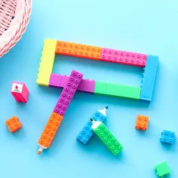 6pcs Mini Block Colore Evidenziatore Penna Building Toy Disegno Marker Liner Penne Regalo per bambini Evidenziare Materiale scolastico per ufficio F201 240320