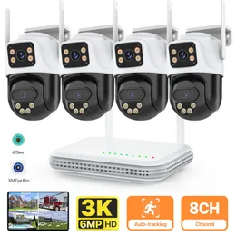 6mp hd wifi kit câmera ip 8ch lente dupla câmera de segurança ptz sistema inteligente nvr gravador vídeo vigilância cam cor visão noturna