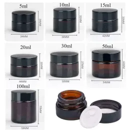 Kavanozlar 10pcs 5ml/10ml/15ml/20ml/30ml/50ml Cam Amber Kozmetik Yüz Krem Şişesi Dudak Balsam Konteyner Kavanoz Kupa Tencereleri Makyaj Şişeleri