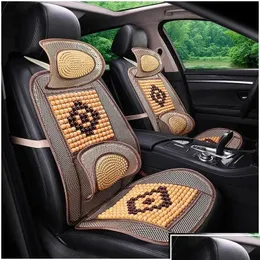 Car Seat Covers Ers Wooden Bead Bamboo Summer Cushion Breathable And Cool Conjoined220N3763698 Drop Delivery Mobiles Motorcycles I Aut Otc1I