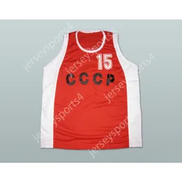 Beliebiger Name, jedes Team, ARVYDAS SABONIS SOVIET UNION CCCP 15 BASKETBALLJERSEY, alle genäht, Größe S M L XL XXL 3XL 4XL 5XL 6XL. Top-Qualität