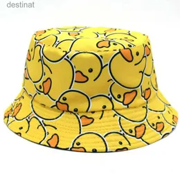 Wide Brim Hats Bucket Hats Summer Sun Hat Reversible Yellow Duck Bucket Hat Mens Cotton Bob Panama Girl Beach Travel Outdoor Fisherman Hat C24326