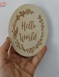 Party Decoration 20pcs Whole Wooden Hello World Brith Announcement Born Gift Baby Milestone Printer Cards9865172