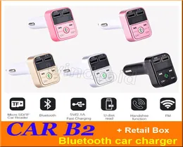 CARB2 BLUETOOTH CAR KIT HAND 무선 FM 송신기 어댑터가있는 MP3 플레이어 5V 21A USB 자동차 충전기 B2 지원 마이크로 SD Card8246767