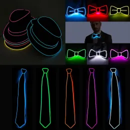 Hüte Jazz Dancer Gefälligkeiten Draht Glowing Streak Gentleman Cap Attraktive verrückte LED-Streifen Neon Zylinder Hut Krawatte Event Hochzeit Party Supplies