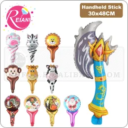 Calligraphy Foil Balloons Cartoon Handheld Flamingo Birthday Party Decorations Suppliers Clapper Stick Animal Toys Ballon Iatable Axe Toy