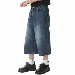 Vintage Baggy Jeans Shorts Breites Bein Lose Beiläufige Blaue Denim Shorts Männer Street Hip Hop Harajuku Shorts w9QW #