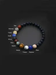 Mode åtta planeter pärlstav armband mäns natursten kosmisk yoga chakra armband