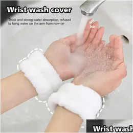 Schutzhüllen Handgelenk Spa Waschband Mikrofaser Waschen Gesicht Waschen Handtuch Band Armband Scrunchies Saugfähiges Schweißband Für Frauen Pre Dhb0O