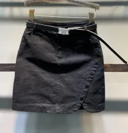 Gonne 2023 Estate tinta unita pulsante gonna di jeans donna vita alta borsa casual anca un passo breve consegna abbigliamento abbigliamento donna Otbxi