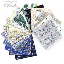 Handkerchiefs Hot New Floral Handkerchief% Cotton Hankie 23cm Womens Wedding Party Daily Set Pocket Square Gift Evening Dress Tie Accessories Y240326