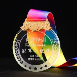 Miniatures Custom Peronality Logo Engraving Crystal Medal Sports Academics Dance Competition Glass Awards Souvenir Gifts