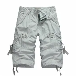 Sommer Cargo Shorts Männer Cott Casual Outdoor Military Mens Shorts Mehrfachpocket Fi Calf-Länge Hosen Männer plus Größe 75T5#