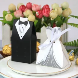 MACCHINE 50/100pcs Bride and Groom Wedding favore e regali BASS CANCHY BOX DIY con decorazione per matrimoni a nastro Souvenir forniture per feste