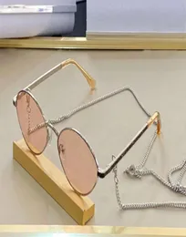 Moda Silverpink Flash Sunglasses para mulheres Cadeia GAFA DE SOL Ladies Design Sun Glasses Tons tons UV400 Eyewear com BO7075501