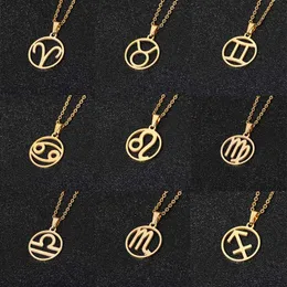 Ожерелья с подвесками Rinhoo, ожерелье из нержавеющей стали со знаком зодиака, 12 ожерелье с подвеской в виде созвездия, женское ожерелье-цепочка, мужские ювелирные изделия, подаркиC24326