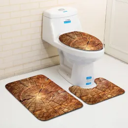 Tapetes thregost tapete de banho do banheiro padrão de grão de madeira tapetes tampa do toalete chuveiro conjunto tapete antiderrapante tapetes do banheiro conjunto