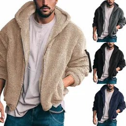 Inverno masculino novo dupla face ártico veet quente com capuz zíper jaqueta casual casaco fi solto blusão roupas masculinas j3dZ #