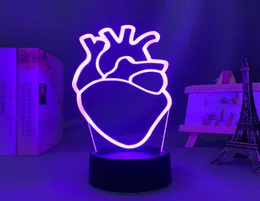 Nocne światła akrylowe LED Light Heart PNL do dekoracji sypialni Kolor Zmiana światła nocnego fanowie prezentu Dekorowanie pokoju QLF Coeurs 3D LAMP4712149