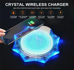 Qi iPhone 11 için Kristal Kablosuz Şarj Cihazı MAX XS XR X 8 7 SAMSUNG NOT10 K10 Şarj Padi Işıklı Taşınabilir Hızlı Şarj CARGER8568818